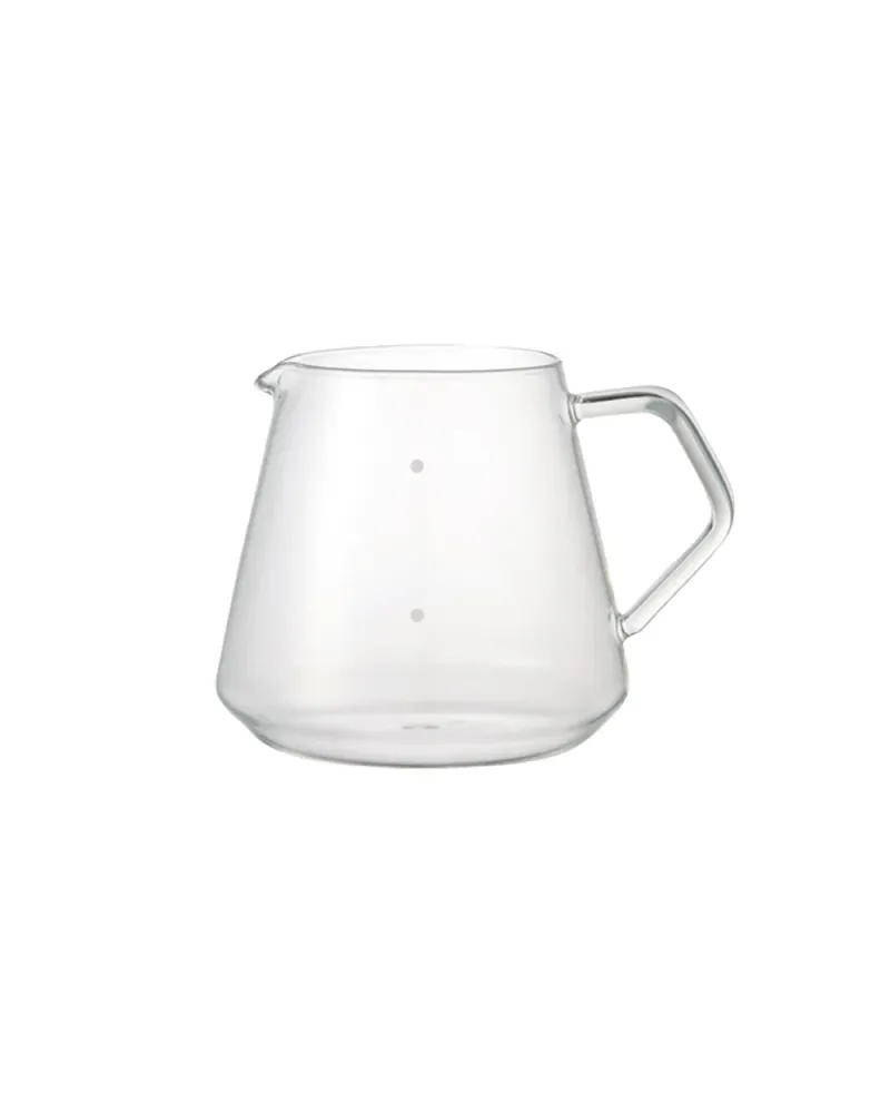 Jarra de café Kinto transparente de vidrio con capacidad para 600 ml y diseño elegante con asa.