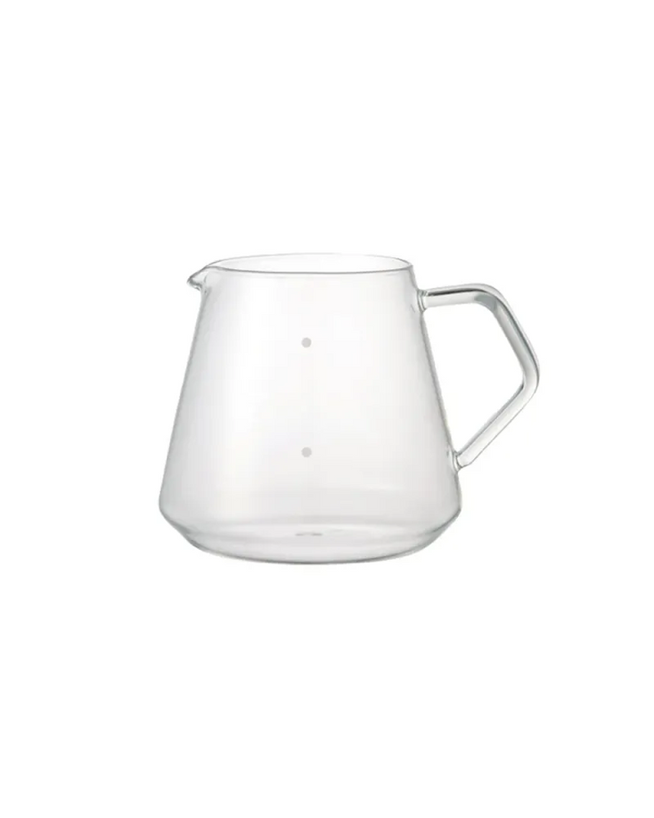 Jarra de café Kinto transparente de vidrio con capacidad para 600 ml y diseño elegante con asa.